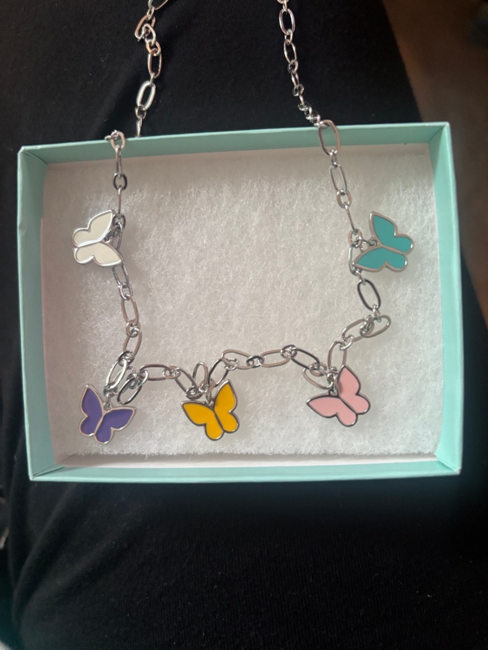 Park Lane Silver Avery Multicolor Enamel Butterfly Necklace - Picture 5 of 5